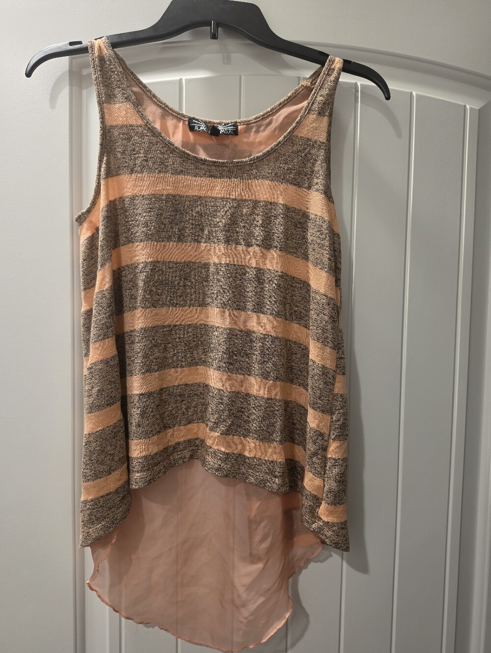 Almost Famous Peach & Brown Striped Hi-Low Tank